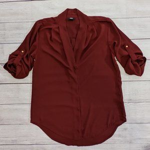 Mossimo Burgundy Tab-Sleeve Blouse S